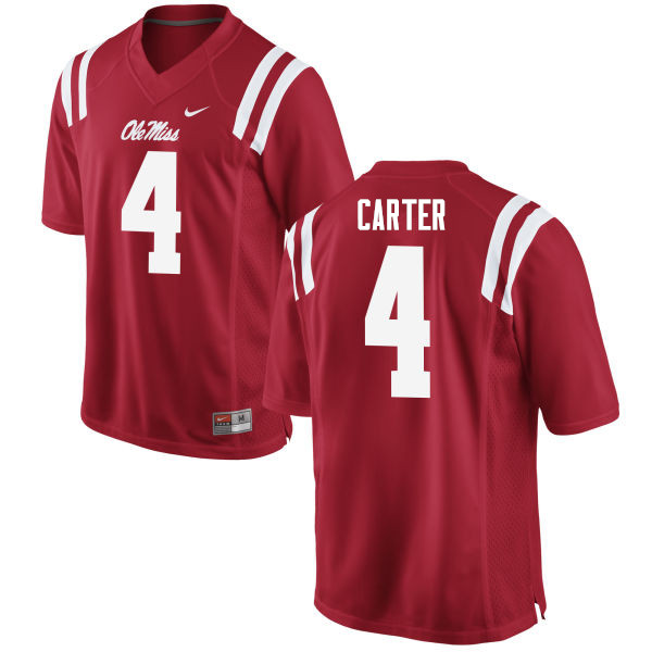 Men #4 Jacob Carter Ole Miss Rebels College Football Jerseys Sale-Red